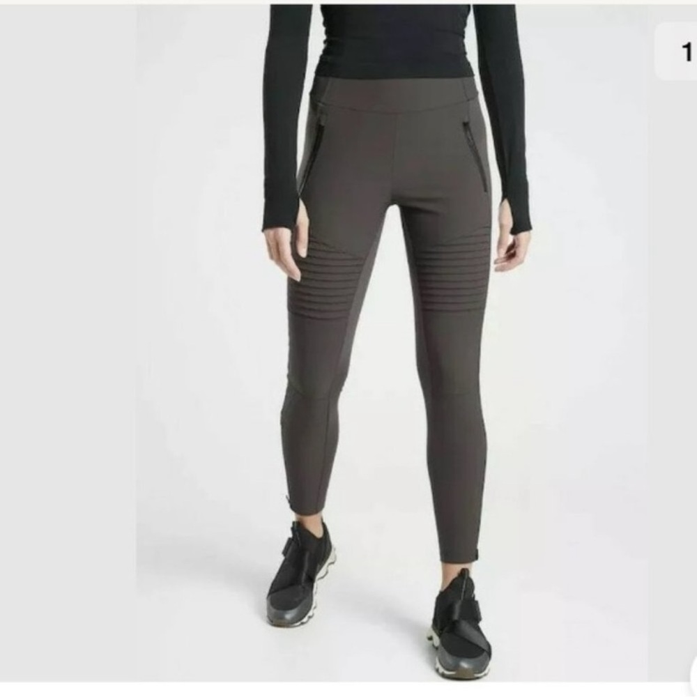 Athleta grey Leggings with Zipper Detail